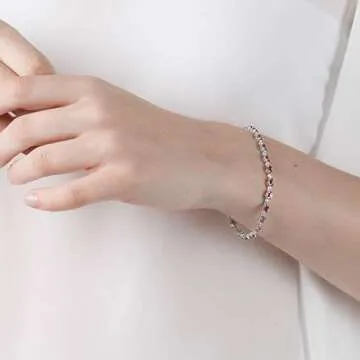 Luxury 14k White Gold Bracelet with Purple Amethyst