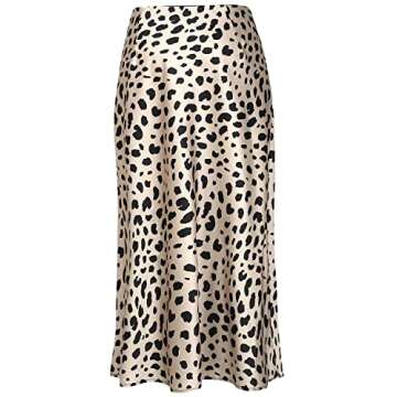 Stylish Women's Leopard Print Midi Skirt - High Waist Elastic A-Line