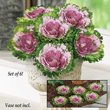 Artificial Purple Cabbage Roses Set of 6 for Any Occasion
