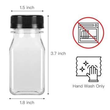 BAKHUK 36pcs 4oz Mini Plastic Juice Bottles with Caps, Empty Reusable Clear Bulk Beverage Containers for Juice, Milk and Other Beverages,Suitable for Christmas Parties