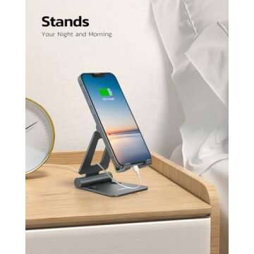 Nulaxy Dual Folding Cell Phone Stand - Adjustable Desktop Phone Holder for All Devices