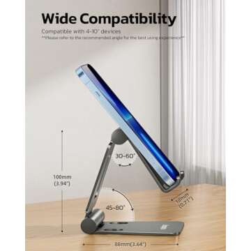 Nulaxy Adjustable Cell Phone Stand for All Phones - Gray
