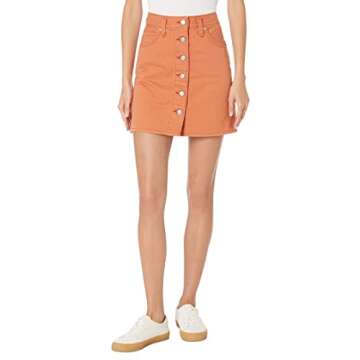 Levi's Women's Notch A-Line Button Front Mini Skirt - Vibrant Orange Hue with Authentic Denim Detail...