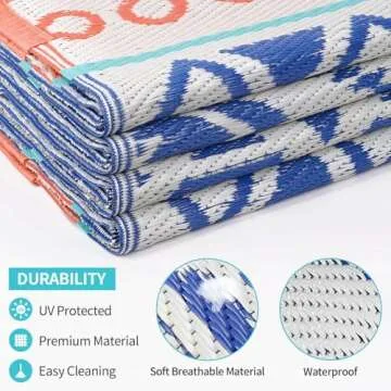 Outdoor Rugs Patio Camping Waterproof - 5x8 Plastic Straw Patio Rug Portable for Campers, Outside RVs Mat, Outdoor Area Carpet for Patios Clearance, Backyard Porch, Balcony, Picnic