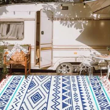 Outdoor Rugs Patio Camping Waterproof - 5x8 Plastic Straw Patio Rug Portable for Campers, Outside RVs Mat, Outdoor Area Carpet for Patios Clearance, Backyard Porch, Balcony, Picnic