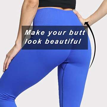 Aoxjox Women's Scrunch Butt Lifting Seamless Leggings Booty High Waisted Workout Yoga Pants (Electric Blue, Small)