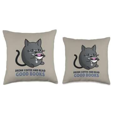 The Cozy Mystery Company Drink Coffee and Read Good Books Throw Pillow, 16x16, Multicolor