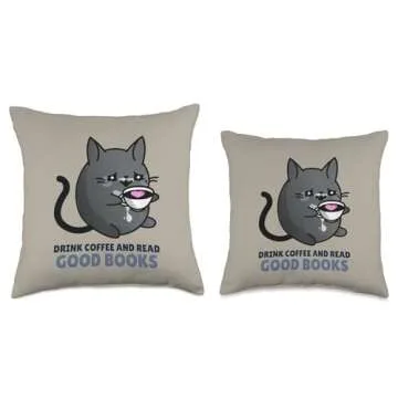 The Cozy Mystery Company Drink Coffee and Read Good Books Throw Pillow, 16x16, Multicolor