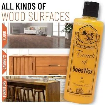 Beeswax Furniture Polish and Conditioner with Orange Oil. Wood Floor Scratch Repair, Feed Into Hardwood, Restore and Protect Cabinets 16 Ounce