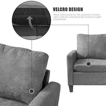 Sofa Sectional Sofa Futon Sofa for Living Room Modern Sofa Couches and Sofas Corner Sofa Furniture Set Sofa Set (Grey)