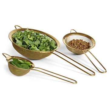 304 Stainless Steel Gold Strainer Set Fine Mesh 3 Sizes