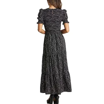 BTFBM Women's Boho Maxi Dress - Casual Floral Summer Style