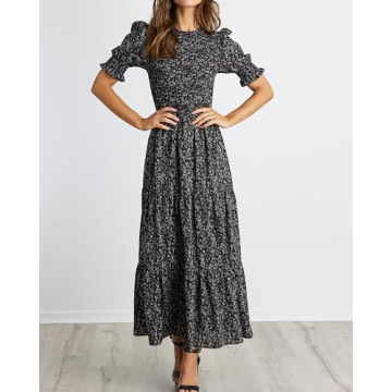 BTFBM Women's Boho Maxi Dress - Casual Floral Summer Style