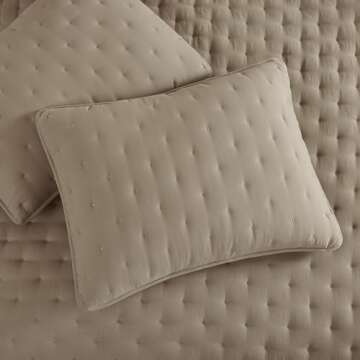 WDCOZY Beige Cloud California Cal King Size Quilt Bedding Sets with Pillow Shams, Oversized Tan Lightweight Bedspread Coverlet, Taupe Camel Soft Cute Bed Cover for All Season