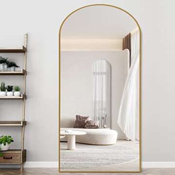 PexFix Full Length Mirror, 71''x32'' Black Arched Mirror Large Floor Mirror Standing Leaning Hanging [71''x32''-Gold]
