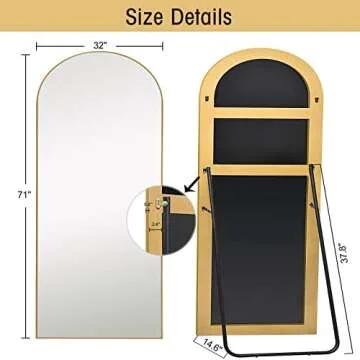 Stylish PexFix Arched Full Length Mirror, 71x32 Inch