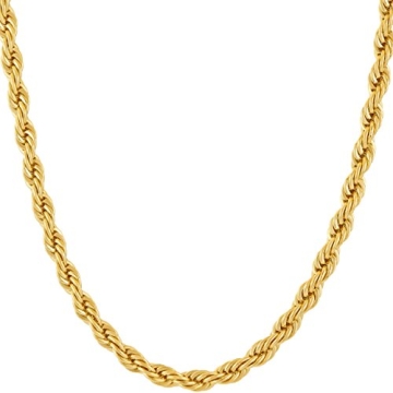 LIFETIME JEWELRY 5mm White Gold Chain for Men & Women 24k Real Gold Plated Diamond Cut Gold Rope Cha...