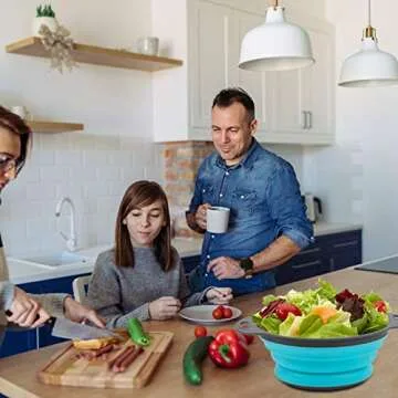 Silicone Collapsible Colanders and Strainers (2 Piece Set -Royal Blue), Rareccy Kitchen Colander with Handles Diameter Sizes 8" - 2 Quart - Folding Food Strainer for Draining Pasta, Vegetable, Fruit