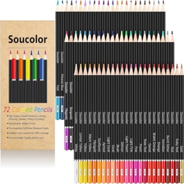Soucolor 72-Color Colored Pencils for Adult Coloring Books, Back to School Supplies, Soft Core, Arti...