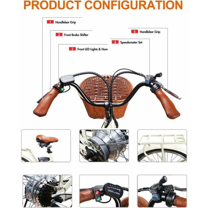 NAKTO 26" 350W Electric Bike for Adults - Commuting