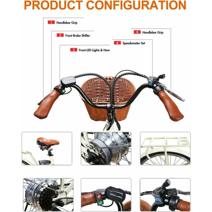 NAKTO 26" 350W Electric Bike for Adults - Commuting