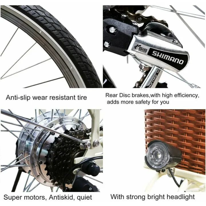 NAKTO 26" 350W Electric Bike for Adults - Commuting