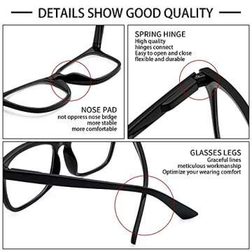 VIDEBLA 5 Pack Blue Light Blocking Reading Glasses,Spring Hinge Computer Readers for Women Men,Anti UV Ray Filter Nerd Eyeglasses (Mix, 1.50)