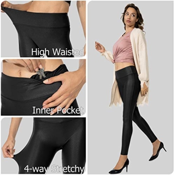 Stylish SANTINY Faux Leather High Waisted Leggings