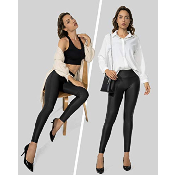 Stylish SANTINY Faux Leather High Waisted Leggings