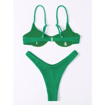 QWINEER Women's Underwire High Cut Bikini 2024 - Green M