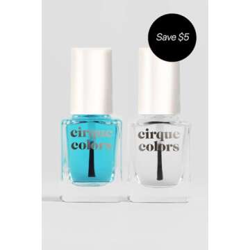 Cirque Colors Get Ready Base Coat & Looking Glass Top Coat - 0.37 Fl Oz (11 mL) Vegan, Cruelty-Free,...