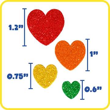 READY 2 LEARN Glitter Foam Stickers | Multicolor Hearts | Pack of 168 | Self-Adhesive Stickers for Kids | Decorate Scrapbooks, Cards and More