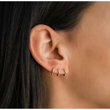 micuco Small Hoop Earrings for Women Tiny Cartilage Hoop Earrings for Men Helix Daith Tragus Ear Hug...