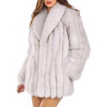 Tngan Womens Fuax Fur Coat Winter Warm Fluffy Faux Fur Parka Jacket Thick Plus Size Outerwear Overco...