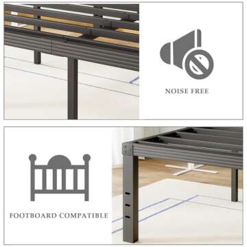 FSCHOS Bed-Frame, 14 Inch Metal Platform, No Box Spring Needed, Heavy Duty Bed Frame Easy Assembly, Noise Free, Black, King Size