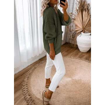 Dokotoo Womens Oversized Open Front Cardigan Sweaters for Women 2025 Fashion Ladies Fall Sweater Long Sleeve Autumn Chunky Fashion Soft Knit Winter Outerwear Coats Green X-Large