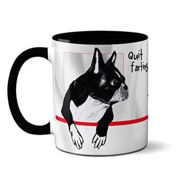 Farting Boston Terriers Mug - Hilarious Ceramic Coffee Cup for Dog Lovers
