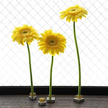 Wazakura 4PCS Mini Ikebana Kenzan Japanese Flower Holder, Made in Japan, Floral Arranging Pin Frog, Round Square - 1"(24mm) Brass