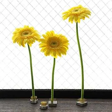 Wazakura 4PCS Mini Ikebana Kenzan Japanese Flower Holder, Made in Japan, Floral Arranging Pin Frog, Round Square - 1"(24mm) Brass