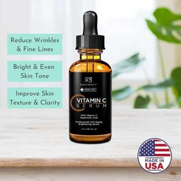 Radha Beauty Natural Vitamin C Serum 2oz - Anti-Aging Solution with Hyaluronic Acid