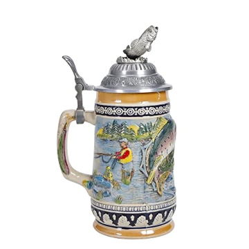 Stanley Steel German Beer Stein with Pewter Lid - Authentic Oktoberfest Tankard
