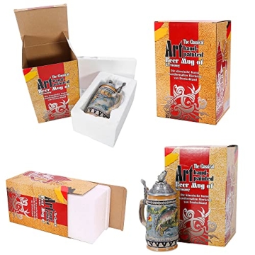 Authentic German Beer Stein with Pewter Lid for Oktoberfest