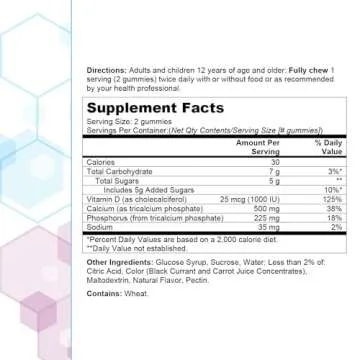 Citracal Calcium Supplement Gummies, Chewable Calcium with Vitamin D3, Supports Bone Health, Calcium Chews for Ages 12+, Natural Raspberry Flavor, 60 Count