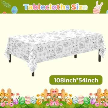1 Pack Easter Coloring Tablecloth for Kids - Disposable Fun at 54x108 Inches