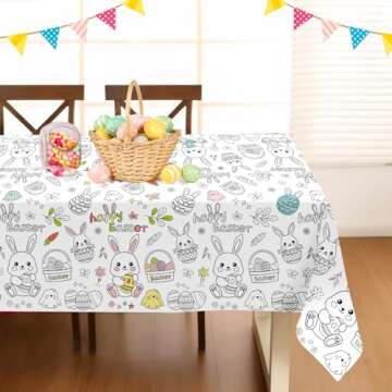 Easter Coloring Tablecloth for Kids - 54"x108" Fun