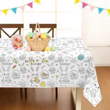 Easter Coloring Tablecloth for Kids - 54"x108" Fun
