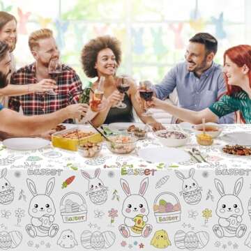 Easter Coloring Tablecloth for Kids - 54"x108" Fun