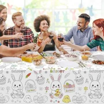 Easter Coloring Tablecloth for Kids - 54"x108" Fun
