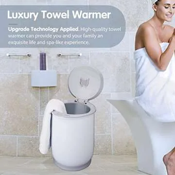 2024 Upgrade Towel Warmers Child Safety Lock Timer Function Auto Shut Off 20L Large Capacity Hot Towel Warmers Bucket Portable for Bathroom, Ideal Gift for Christmas's Day, Grey