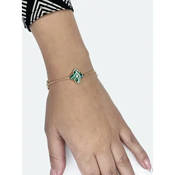 Lavari Floral Bracelet with Malachite & Cubic Zirconia